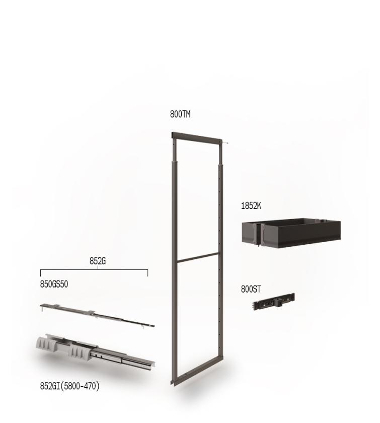 852MK Colonna estraibile con guide a sfera Ardesia