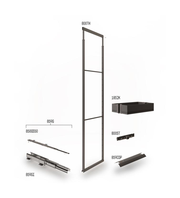 859K Colonna estraibile con guide a sfera Ardesia