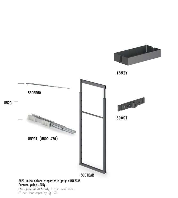 852BY Colonna estraibile con guide a sfera Ardesia