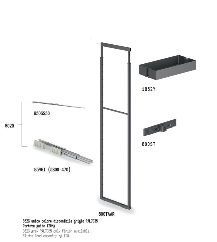 852AY Colonna estraibile con guide a sfera Slate