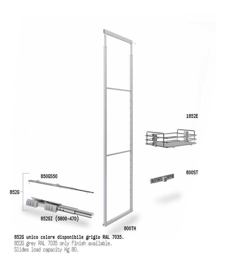 852HE Colonna estraibile con guide a sfera Cromo Grigio