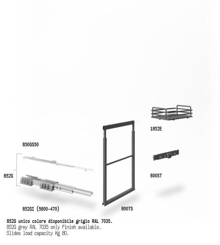 852SE Colonna estraibile con guide a sfera Slate