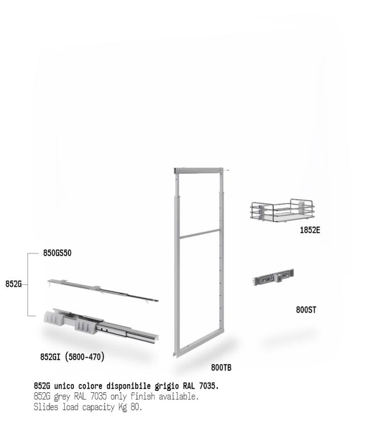 852BE Colonna estraibile con guide a sfera Cromo Bianco