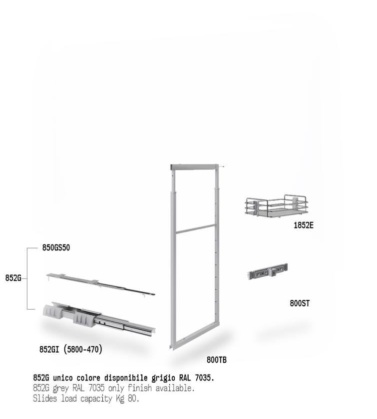 852BE Colonna estraibile con guide a sfera Cromo Grigio