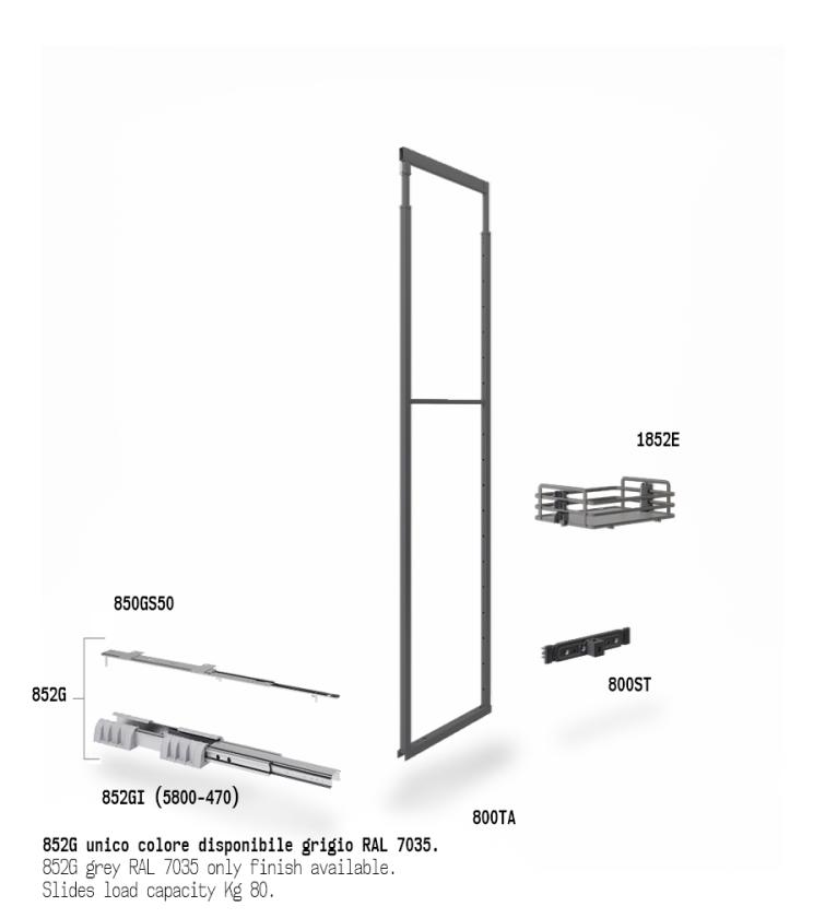 852AE Colonna estraibile con guide a sfera Slate