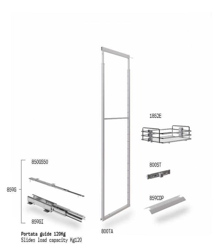 859E Colonna estraibile con guide a sfera White Chrome