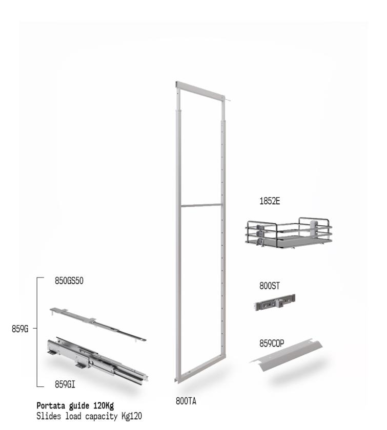 859E Colonna estraibile con guide a sfera Cromo Grigio