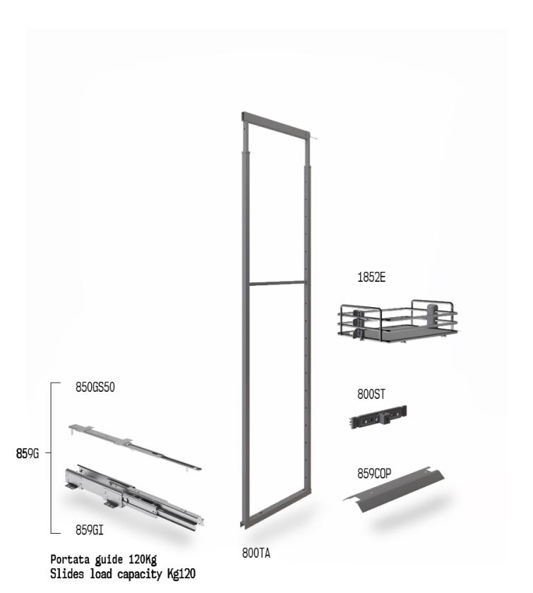 859E Colonna estraibile con guide a sfera Titanio