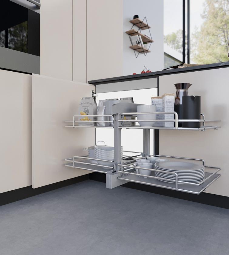 839E Compact 2 - Meccansimo angolare reversibile ad estrazione totale Cromo Grigio