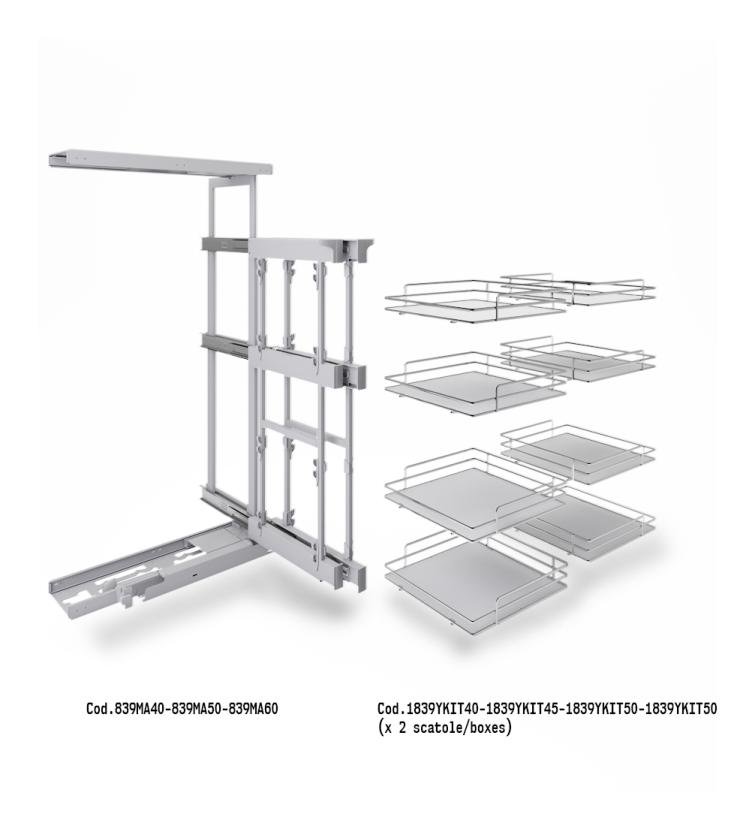 839E Compact 2 - Meccansimo angolare reversibile ad estrazione totale Cromo Bianco