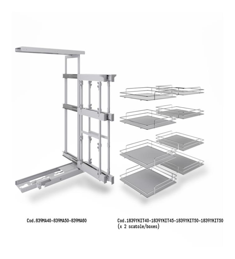 839E Compact 2 - Meccansimo angolare reversibile ad estrazione totale Cromo Grigio
