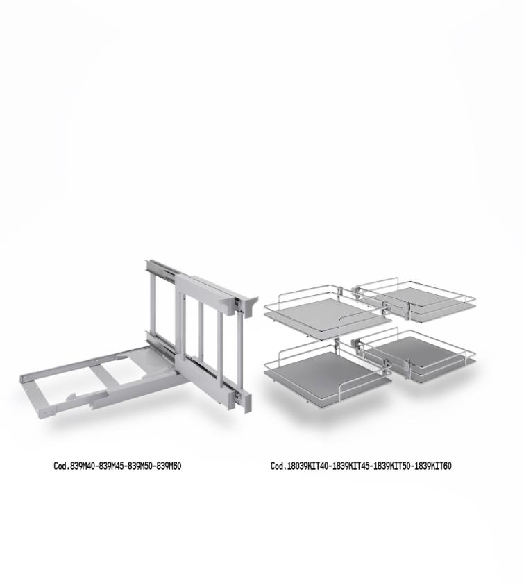 839E Compact 2 - Meccansimo angolare reversibile ad estrazione totale Cromo Grigio
