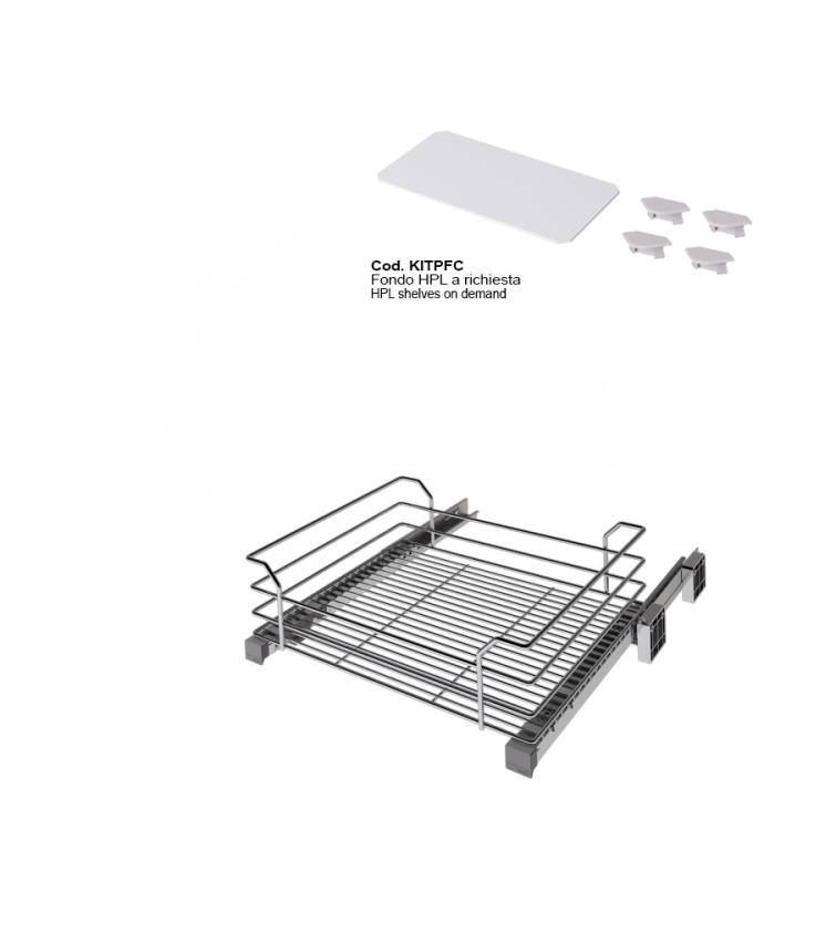 32 Cassetto universale con distanziali-estrazione manuale Chrome