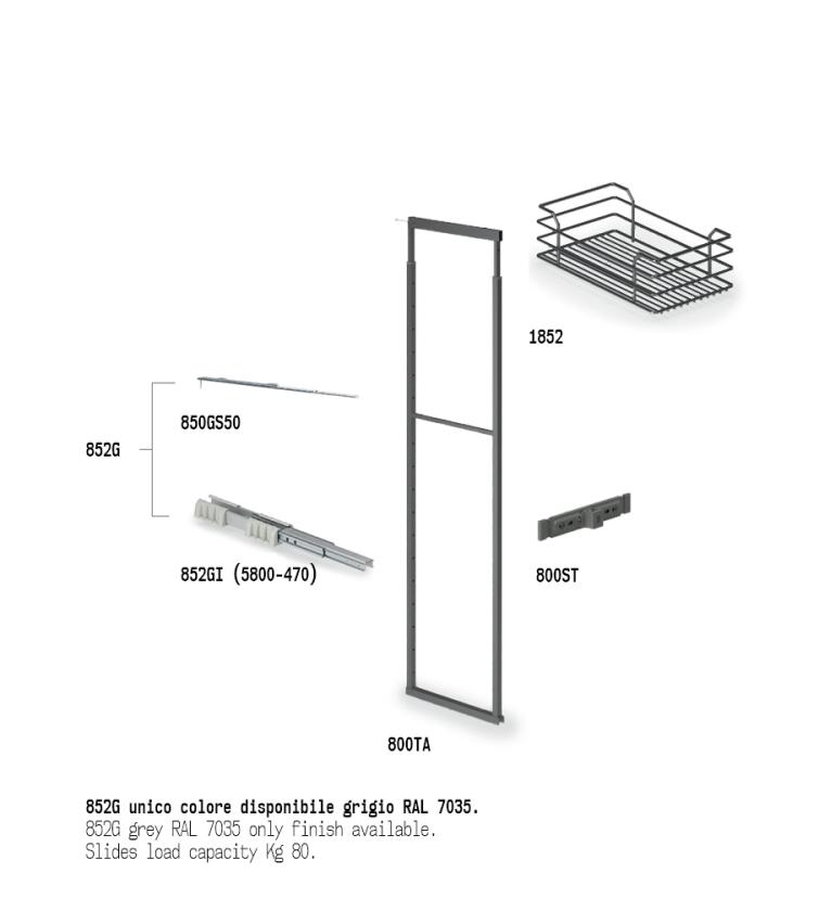 852 Colonna estraibile con guide a sfera Slate