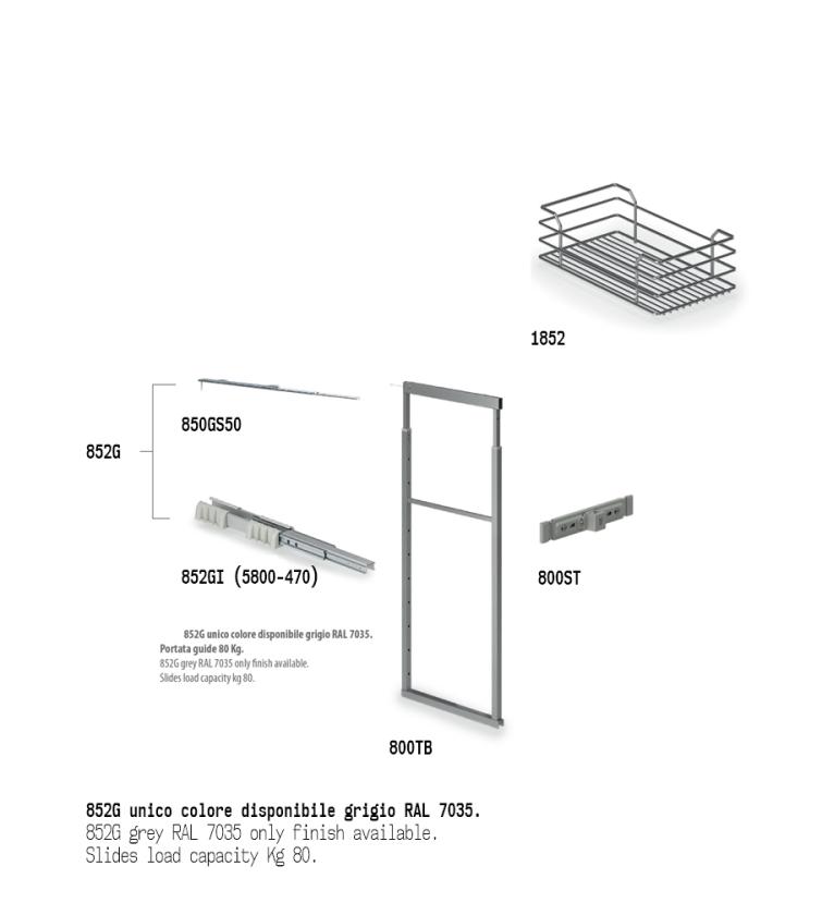 852 Colonna estraibile con guide a sfera Slate