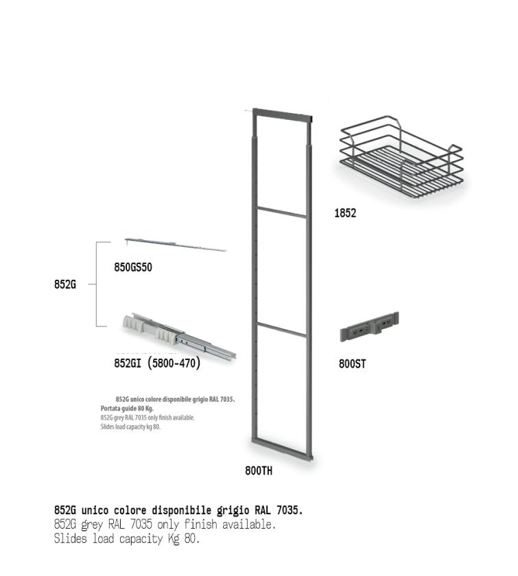 852 Colonna estraibile con guide a sfera Slate