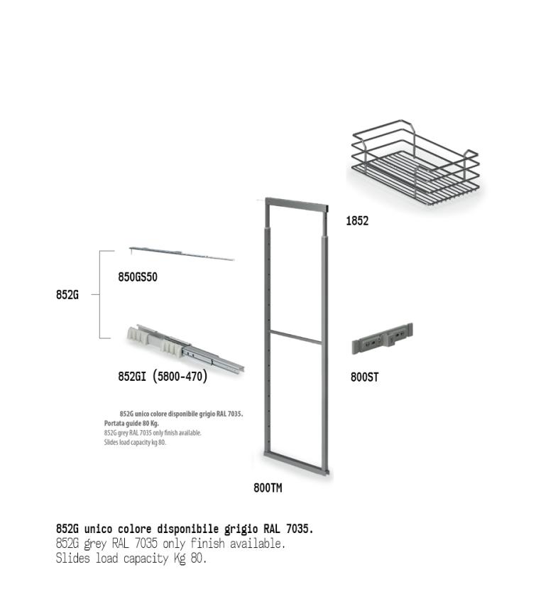 852 Colonna estraibile con guide a sfera Slate