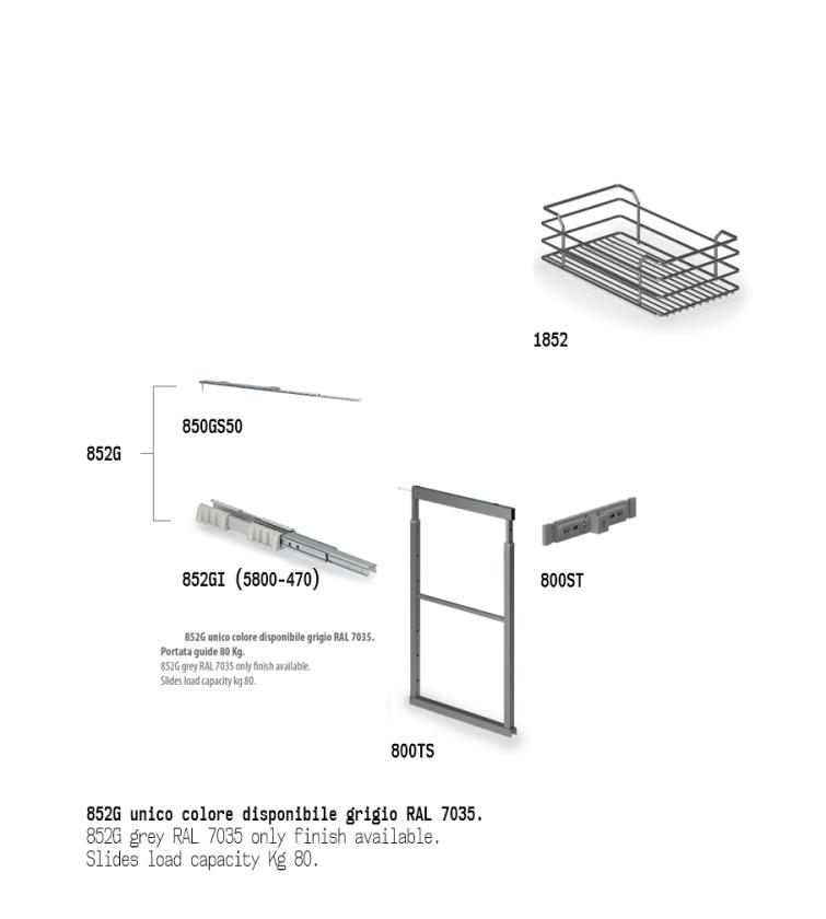 852 Colonna estraibile con guide a sfera Slate