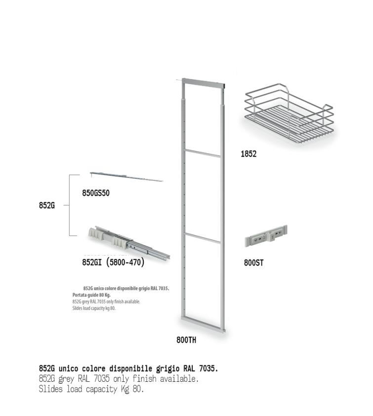 852 Colonna estraibile con guide a sfera Chrome