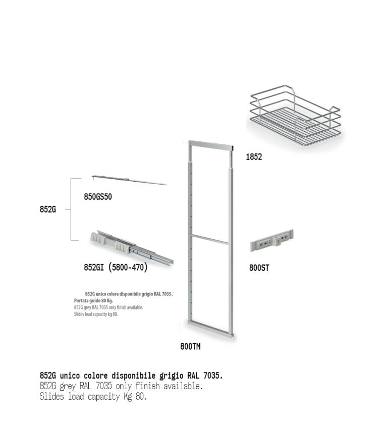 852 Colonna estraibile con guide a sfera Chrome