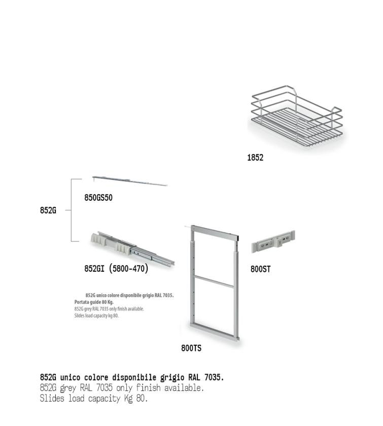 852 Colonna estraibile con guide a sfera Chrome