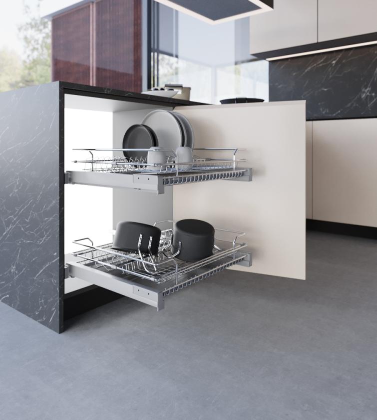 1703D Scolapiatti estraibile per base - Estrazione manuale Chrome