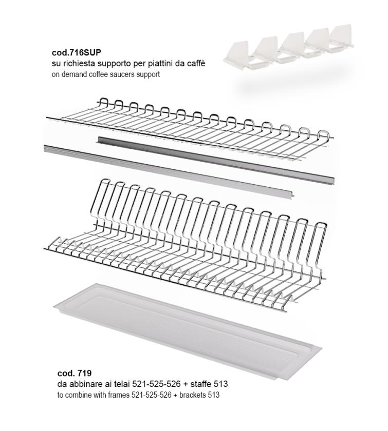 719 Kit scolapiatti in filo ovale Chrome