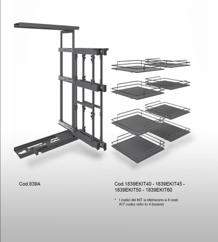 839AE Meccanismo d'angolo reversibile alto