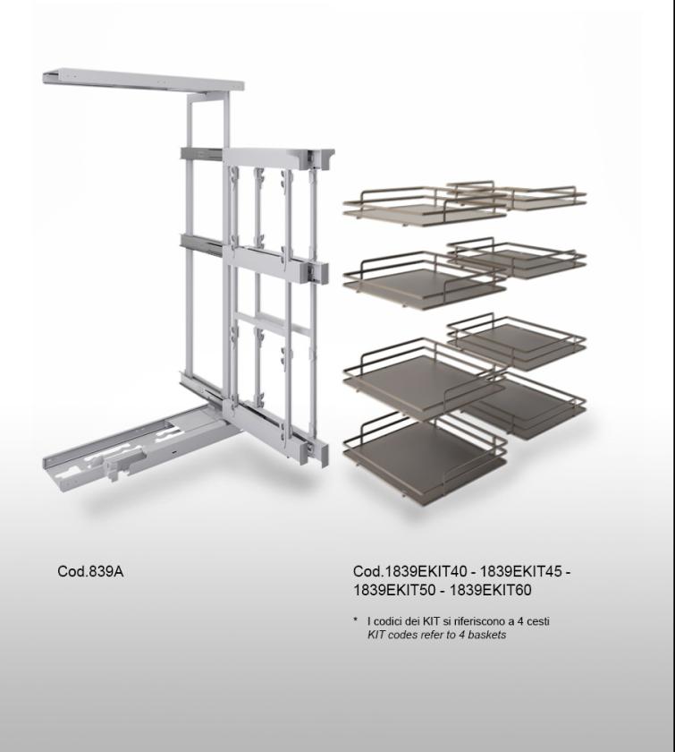 839AE Meccanismo d'angolo reversibile alto