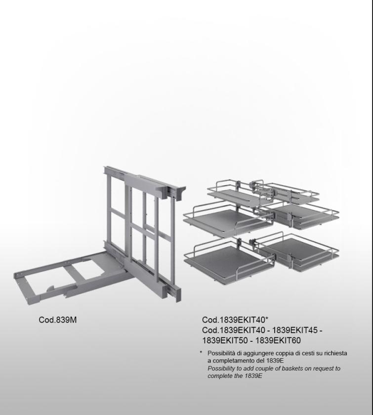 839ME Reversible corner mechanism average height