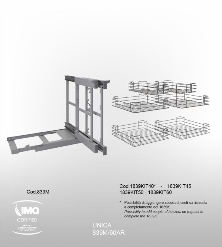 839M Reversible corner mechanism average height